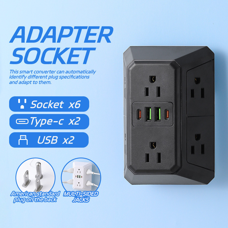 Taiwán enchufe de EE.UU. 110V enchufe estándar de EE.UU. 6 agujeros enchufe de fila de México enchufe de fila de Canadá TK comercio electrónico transfronterizo