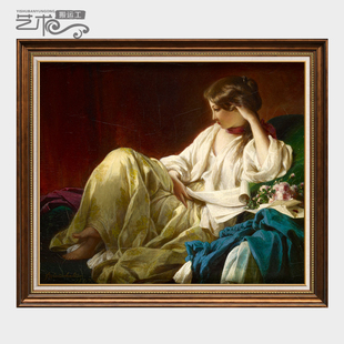 世界名油画《沉思》高档欧式纯手绘复古典人物客厅卧室挂装饰683-阿里巴巴
