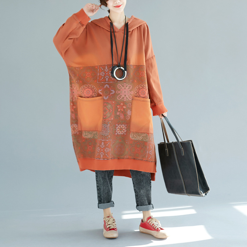 Sudadera con Capucha de Longitud Media Estampada Nueva Colección 2025, Talla Grande, Estilo Casual Lavado y Desgastado, Wanderings