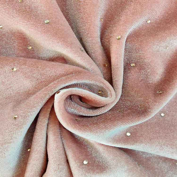 厂家直销240克烫钻韩国绒面料 绒布钉钻贴钻面料 烫亮钻 红钻金钻