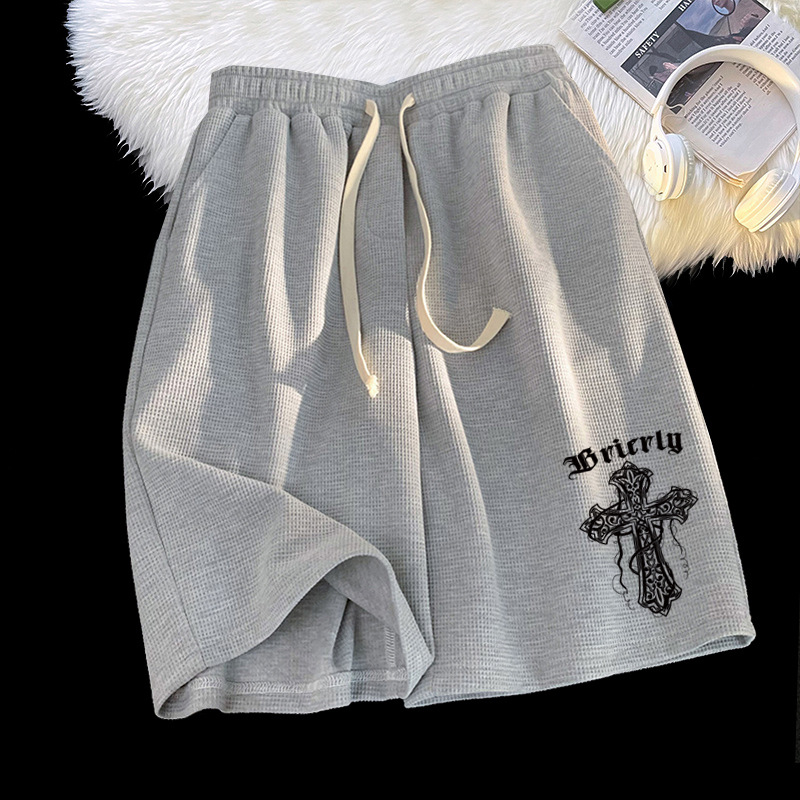Venta directa de fábrica verano waffle casual shorts hombres verano suelto deportes pantalones hombres Moda pantalones cortos