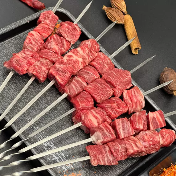 中青大冷澳洲进口新鲜餐饮商用批发铁签M6和牛原切牛肉串冷冻锁鲜