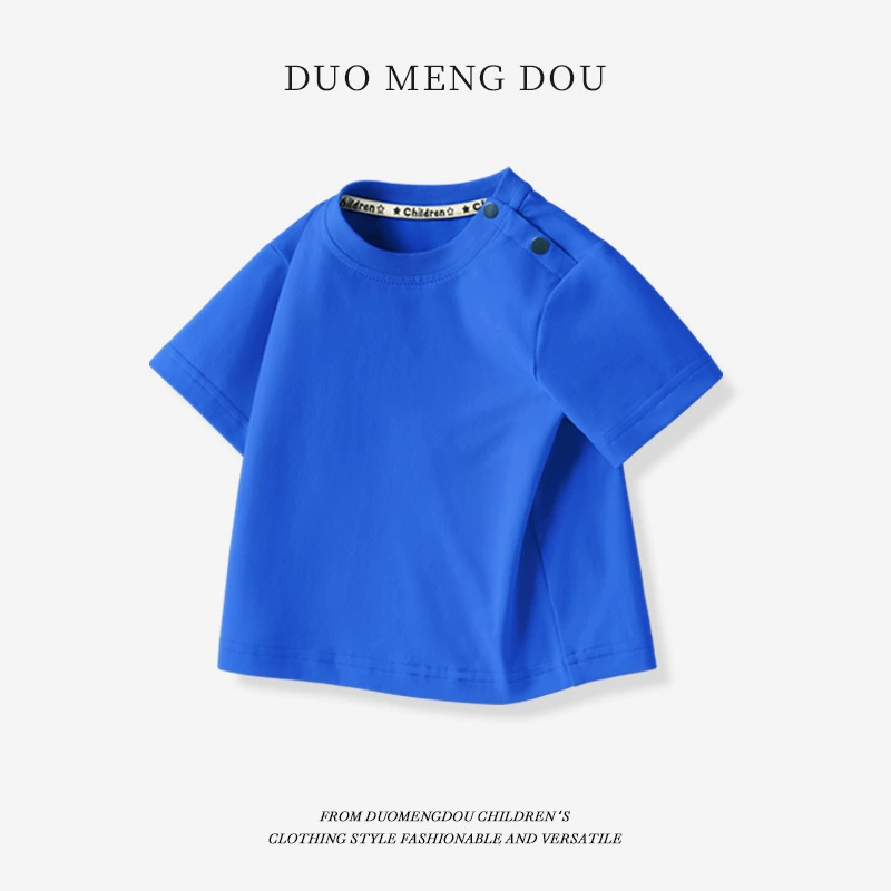 Футболка с короткими рукавами для мальчиков и девочек, новые летние детские топы из чистого хлопка с половиной рукавов, тонкие детские топы маленького и среднего размера, однотонные детские топы на заказ