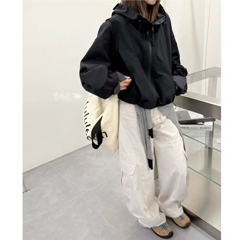 韩版连帽外套女2025新款宽松休闲百搭小个子防风夹克上衣|undefined