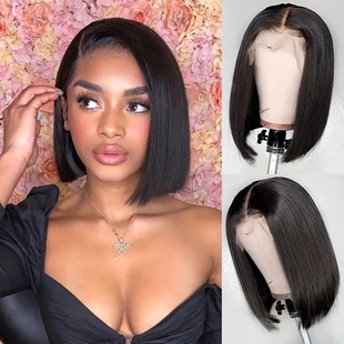European and American fashion front lace bobo head long hair wig Amazon foreign trade Africa best selling front lace wig