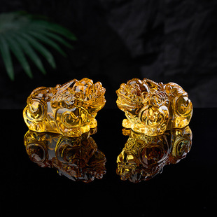 Crystal Glass Pixiu Fortune Decoration Office Home Desktop Opening Feng Shui Crafts Small Ornaments Wholesale