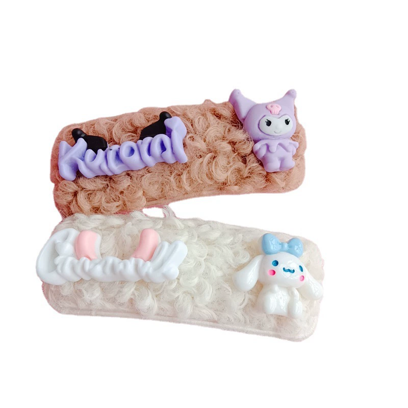 Новая продукция заколка для волос Sanrio, украшения для волос, заколка, девочка сердце мягкие украшения для волос девочки Kuromi имитация зайчика украшение с боку