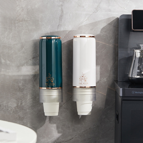 Independently designed light luxury disposable paper cup storage rack wall-mounted punch-free automatic cup dropper cross-border