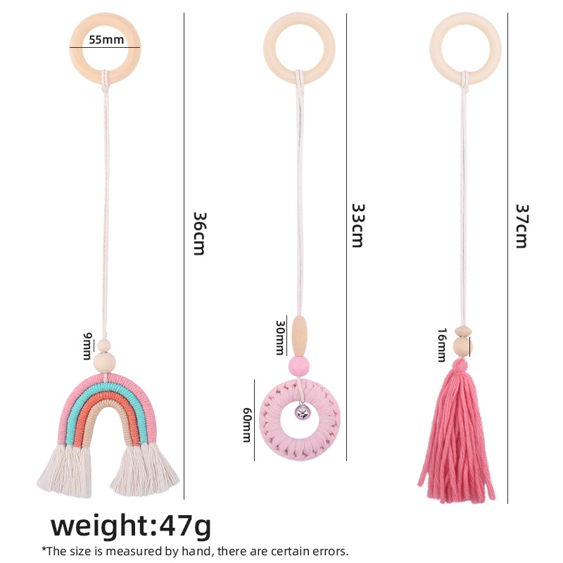 Suministros para bebés de dibujos animados Arco Iris colgante de tres piezas de los niños de educación temprana hecha a mano tejida sonajero juguete Decoración