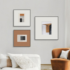 現代簡約抽象線條客廳裝飾畫北歐藝術餐廳臥室橙色壁畫晶瓷掛畫