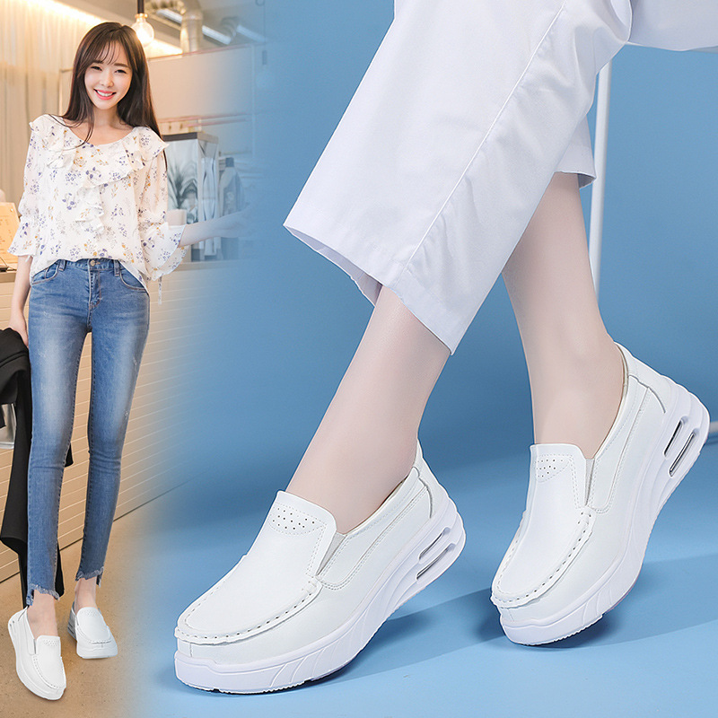 크로스보더 드롭쉬핑 플랫폼 여성용 플랫폼 슈즈 로퍼 슬립온 키높이 통기성 좋은 여성화