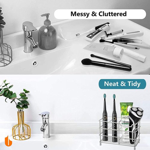 Brush holder without drilling, iron art toothbrush stand, bathroom washroom storage rack, toilet table electric toothbrush holder