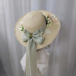 母亲节礼物手工diy草帽帽子diy花朵草帽遮阳帽女夏大檐帽材料包