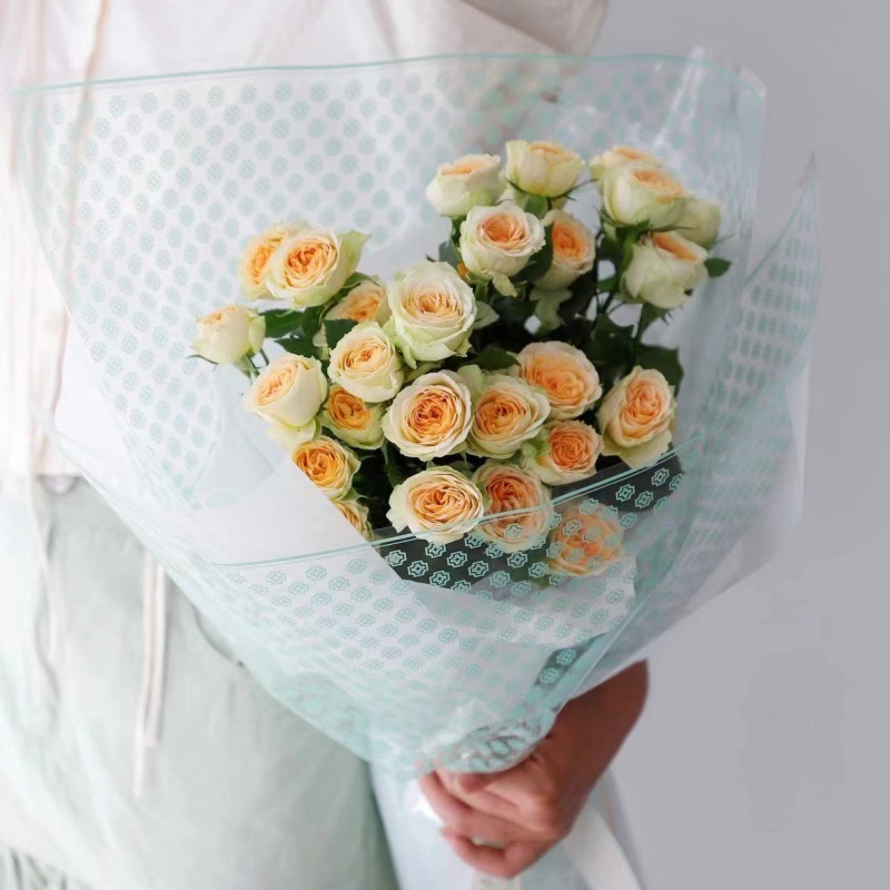 Flor fiesta fábrica al por mayor nuevo paquete de impresión completa de papel de vidrio flor caja de regalo de embalaje florista ramo de flores papel de embalaje flor