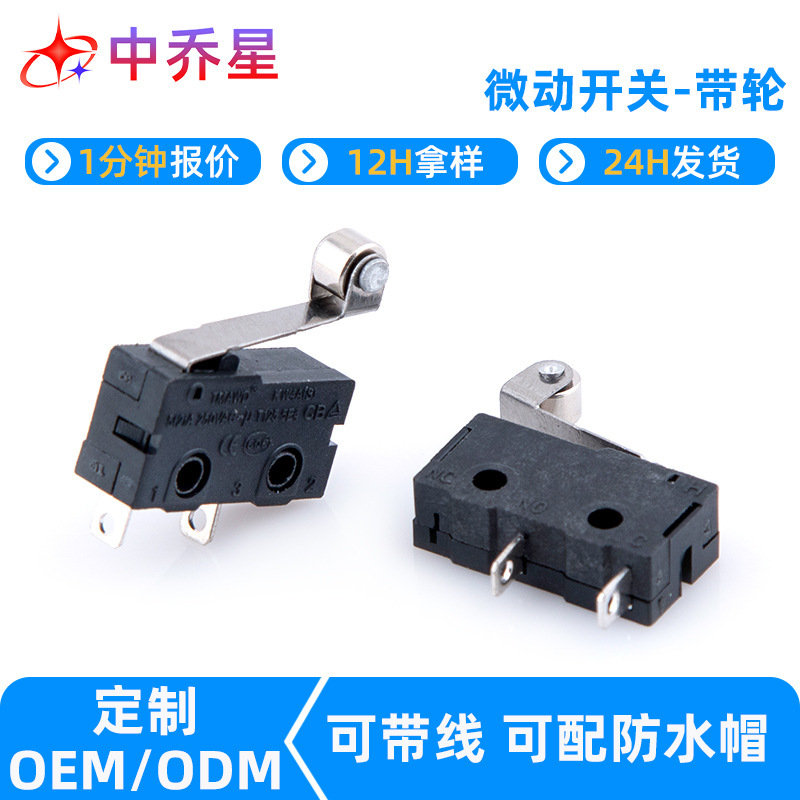 Micro Switch Small Travel Key Switch Kw-12-B with Handle and Wheel Waterproof Micro Switch Mouse Switch