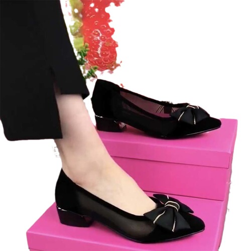 New Spring and Summer Butterfly Knot Hollow Out Women's Low Heel Fashion Breathable Mesh Sandals Wholesale