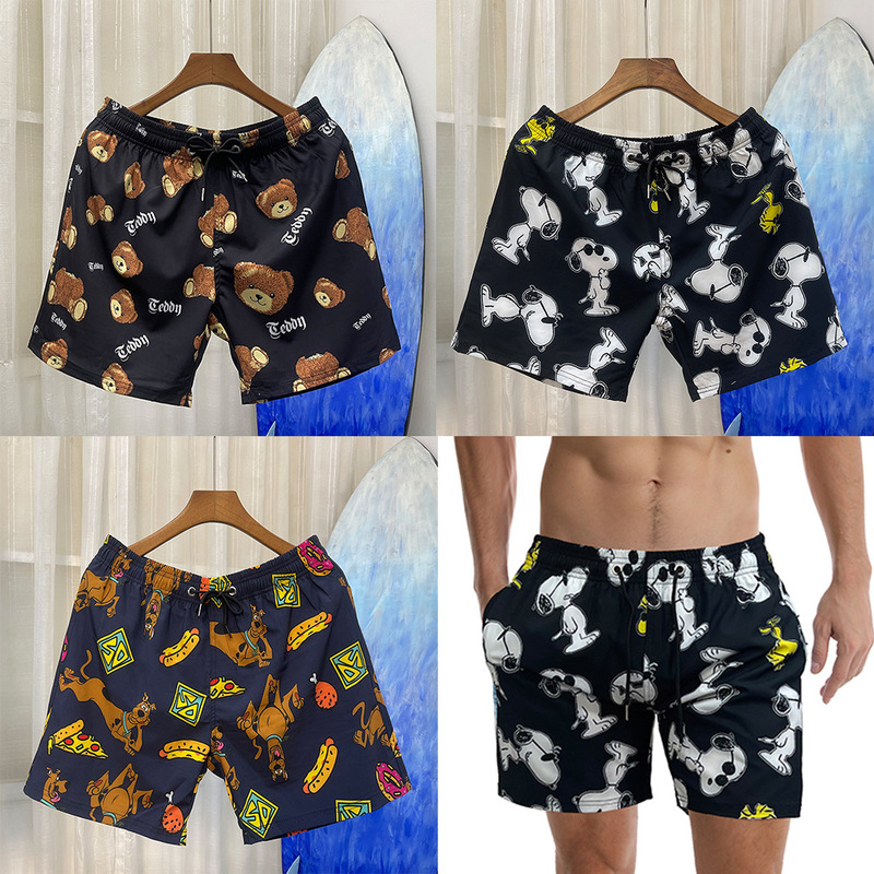 In-Stock Men's Quick-Dry Beach Shorts 2025 Amazon Three-Pocket Quarter-Length Shorts Trendy Printed Straight-Cut