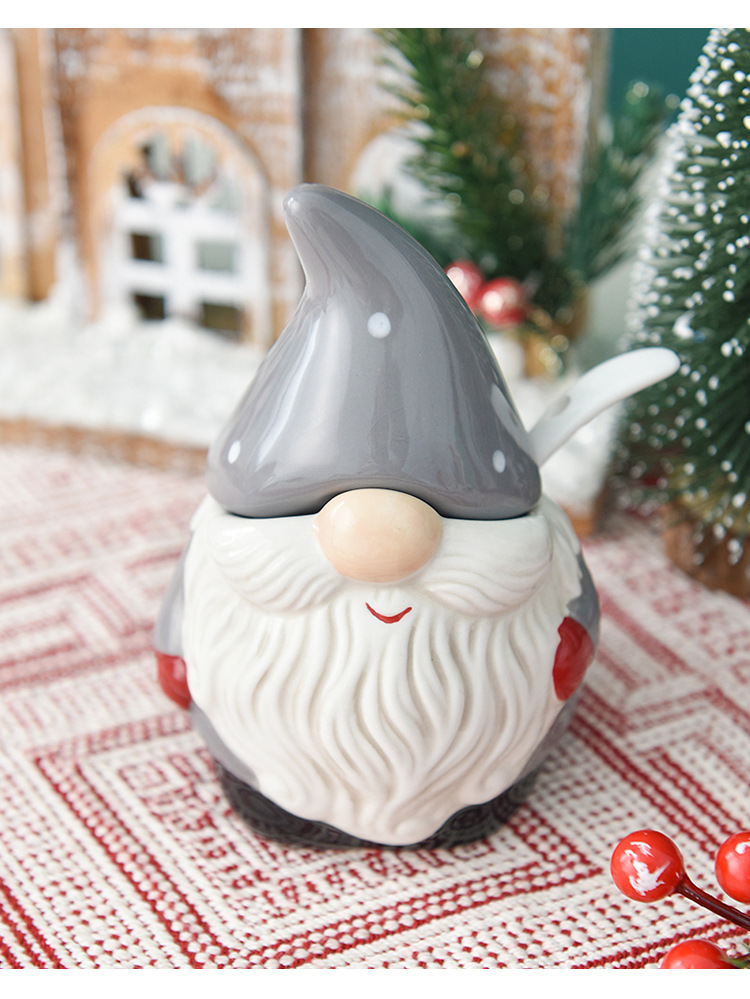 Home & Garden Santa Claus spice jar creative ceramic seasoning storage Nordic seasoning bottle jar combination set with lid_voghion.com