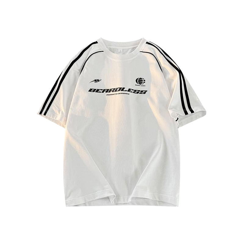 NASA Brand American Style Trendy Short-sleeved T-shirt Men's 2025 Summer Letter Print Three Bars Loose All-match Top