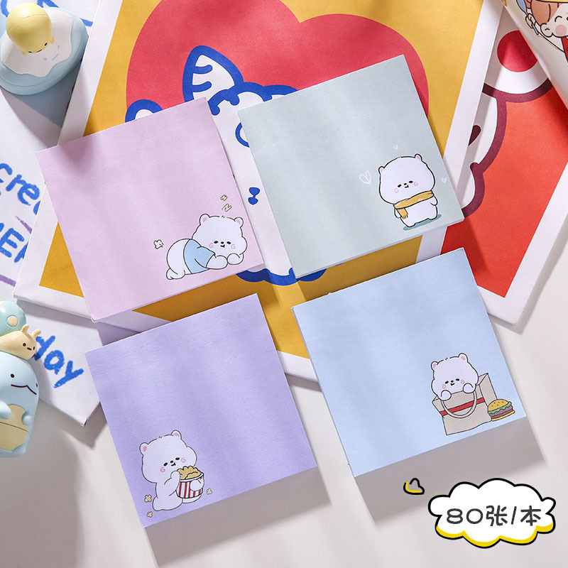 Notas adhesivas de dibujos animados para estudiantes de aspecto alto con etiquetas adhesivas de índice ins, pegatinas de notas pequeñas, blocs de notas adhesivas