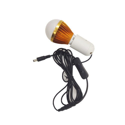 Bulb with 3-meter DC cord, 12V 5W E27 screw base bulb, compatible with solar controller small system light bulb
