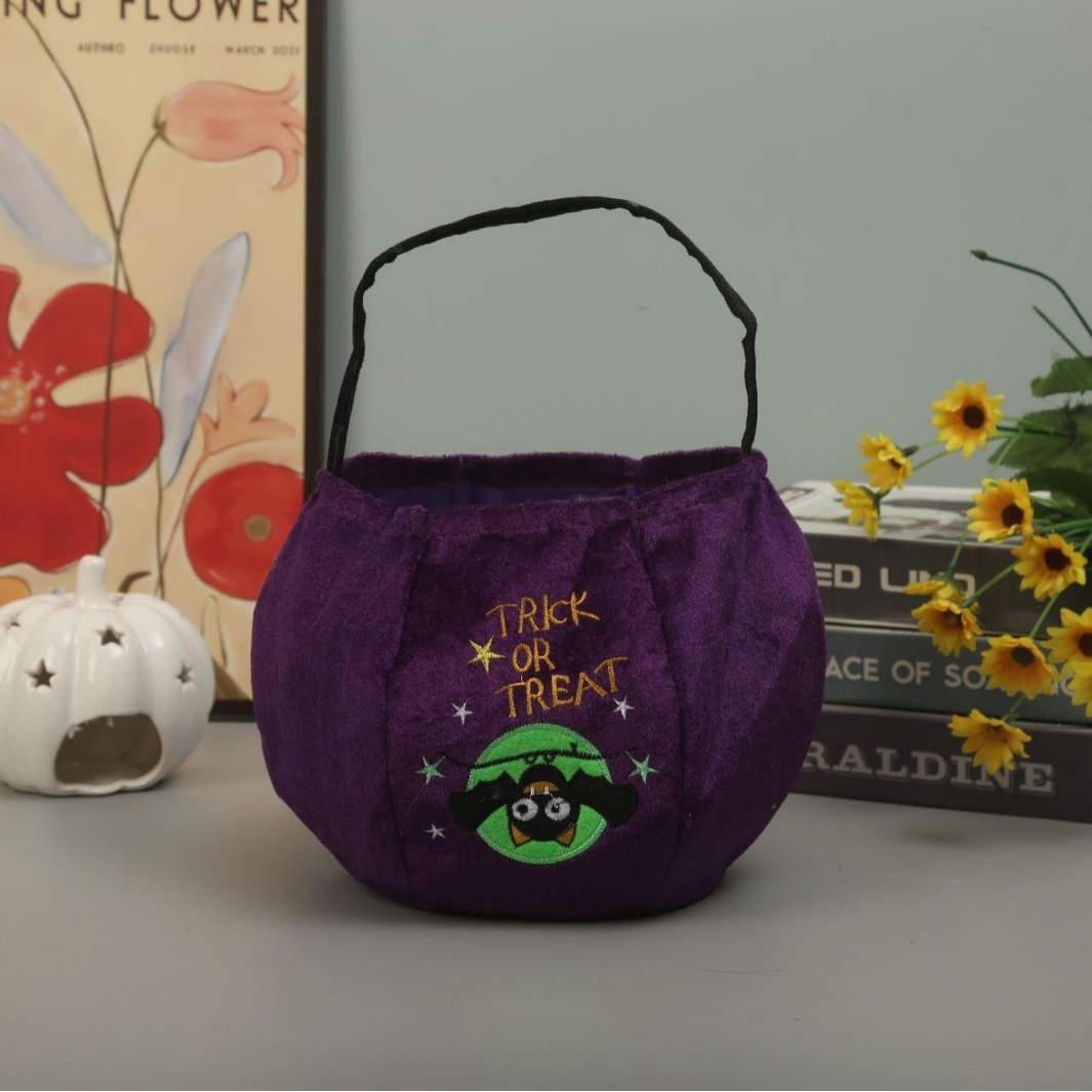 Bolsa de Dulces de Calabaza de Halloween de Tela Portátil para Niños