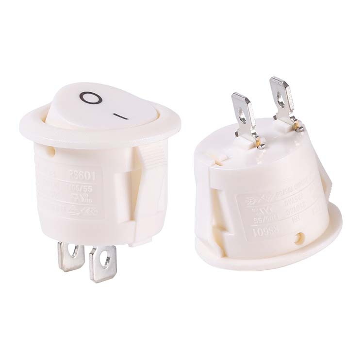 LECI智能开关RS601C 10A 250V船型开关翘板开关圆形两档两脚白色