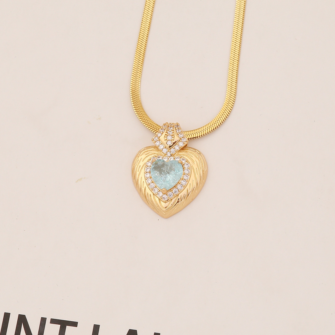Fashion Heart Shape Stainless Steel Plating Inlay Artificial Gemstones Pendant Necklace 1 Piece
