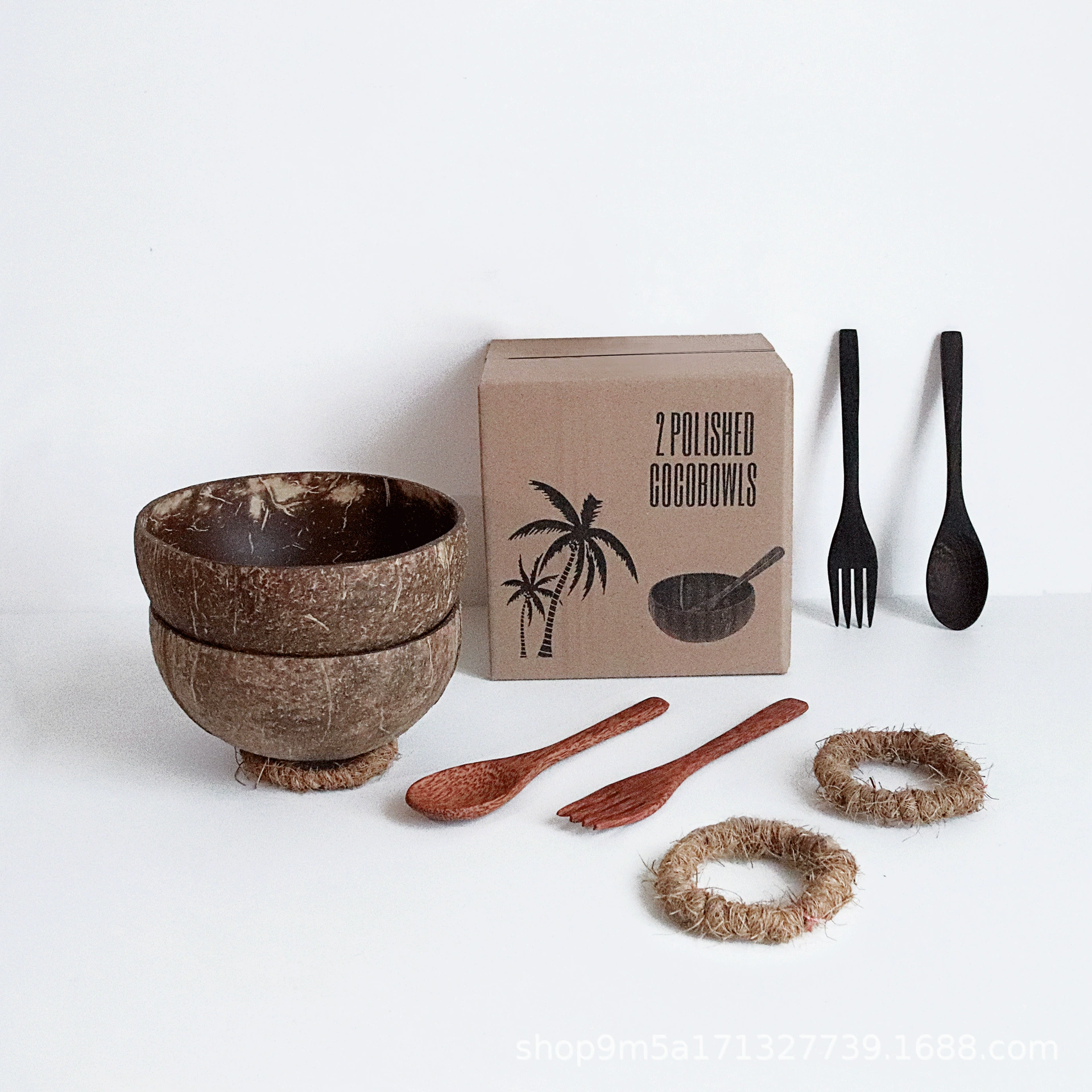Natural coconut shell creative dessert salad bowl tableware storage old coconut shell disc dry fruit plate handmade coconut bowl