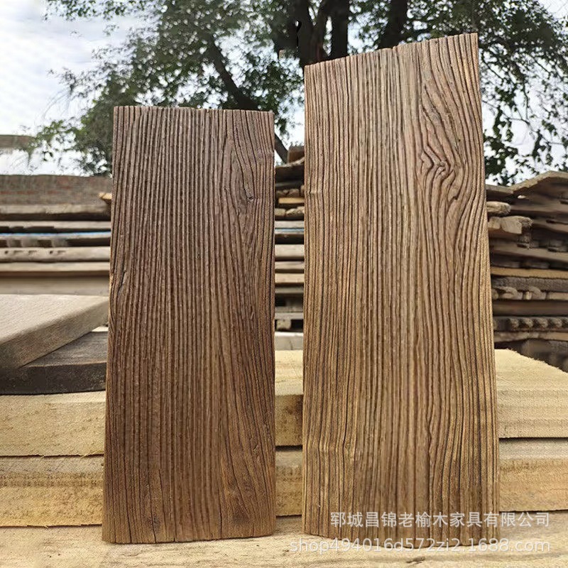 北方老榆木板材长方形桌面板阳台飘窗榻榻米实木板整张风化老门板
