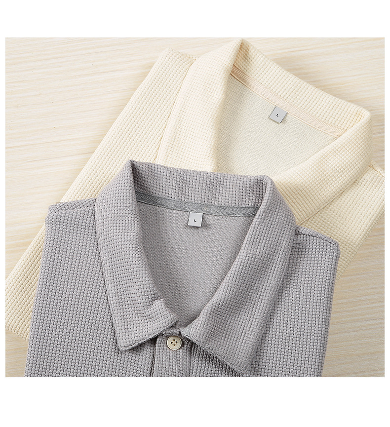 登爵男装翻领POLO衫2023夏季新品不变形华夫格纯色短袖T