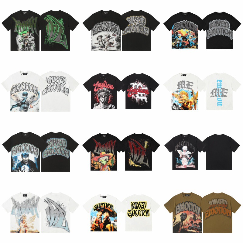 Cross-Border Wholesale American Fashion Mixed Emotion Alien Octopus Rhinestone Angel Short-Sleeve Couple Full-Print T-Shirt Cross-Border Wholesale American Fashion Mixed Emotion Alien Octopus Rhinestone Angel Short-Sleeve Couple Full-Print T-Shirt