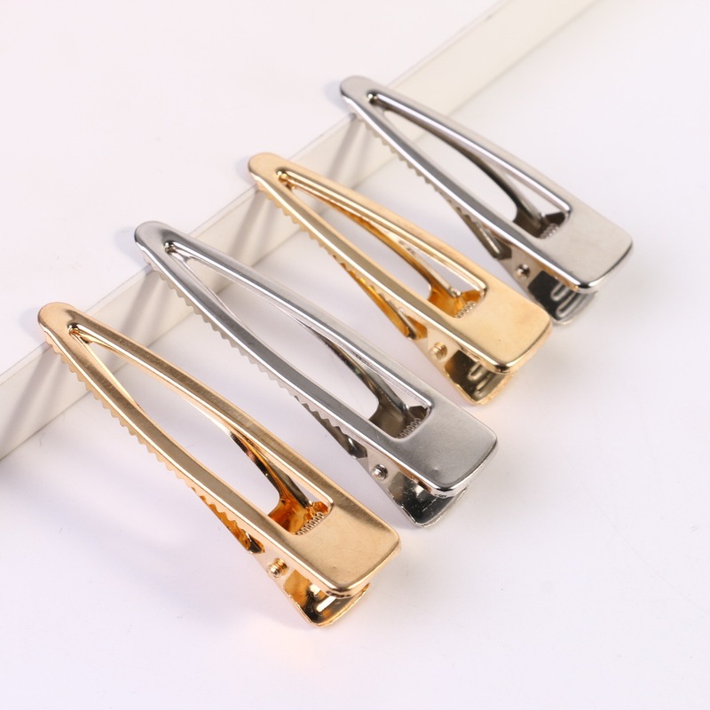 Gold and Silver Water Drop Korean Ins-Style Color-Preserving Electroplated Hollow Hairpin Square Clip DIY Hair Clip Side Clip Hair Accessory