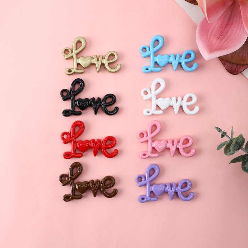 32 * 50mm personalidad acrílica pintura horneada agujero colgante LOVE DIY cuentas manuales cuentas colgantes de llaveras joyas