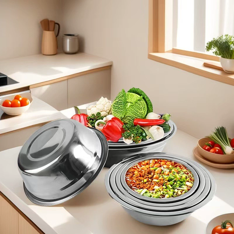 Чаша для супа из пищевой нержавеющей стали, бытовая коммерческая столовая, школьный ресторан, универсальная чаша для супа с открытым пламенем, электромагнитная универсальная чаша для супа, овощная чаша, рисовая чаша