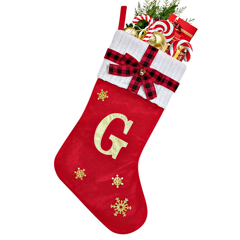 2025 新しいクリスマス装飾レターソックス大赤クリスマス装飾刺繍文字クリスマスソックスギフト|undefined
