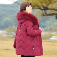 Big fur collar mother winter clothes thickened mid-length down cotton jacket for women fashion new middle-aged and elderly cotton jacket