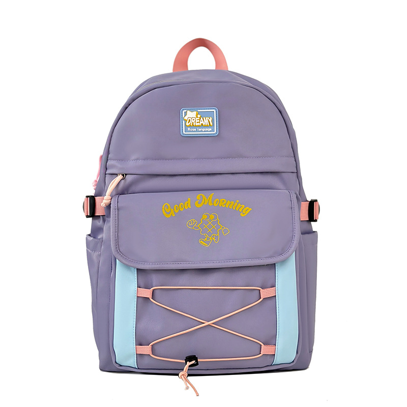 Mochila de estilo universitario de color de contraste lindo mujer 2025 nueva mochila de estilo crema casual campus escuela secundaria escuela secundaria