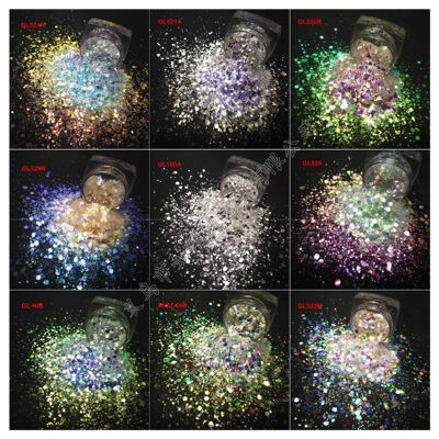 超亮白色原膜PET金葱粉梦幻彩混六角形亮片化妆美甲滴胶礼品公斤