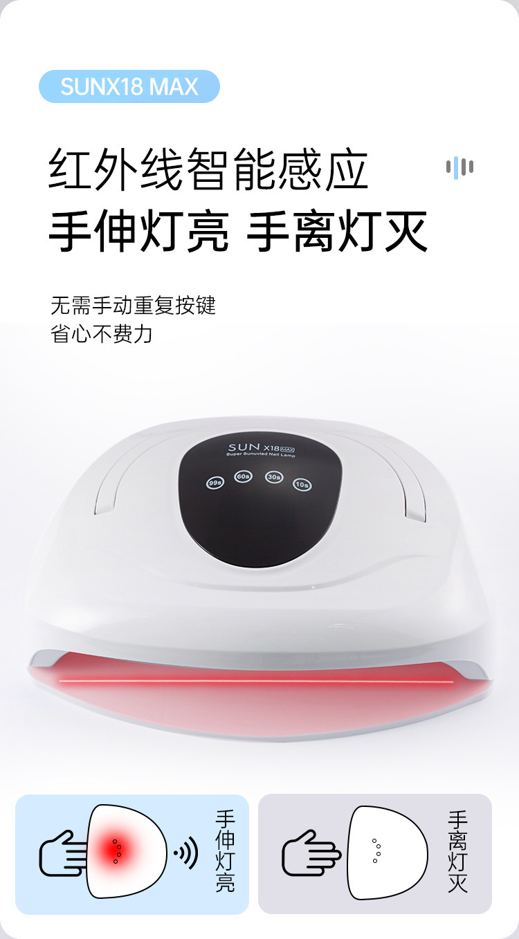 Rotlicht SUNX18 Dual-Hand Nagelmaschine Phototherapie-Lampe 320W High-Power schnelltrocknender Nagellack Klebstoff Nagelbackofen-Lampe