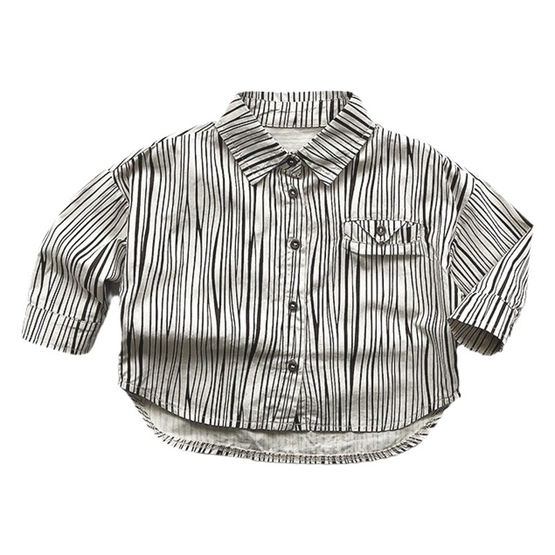 Estilo coreano ~ camisa para niños 2024 primavera niños rayas verticales superior personalizada de las mujeres estilo japonés coreano ropa de moda para niños