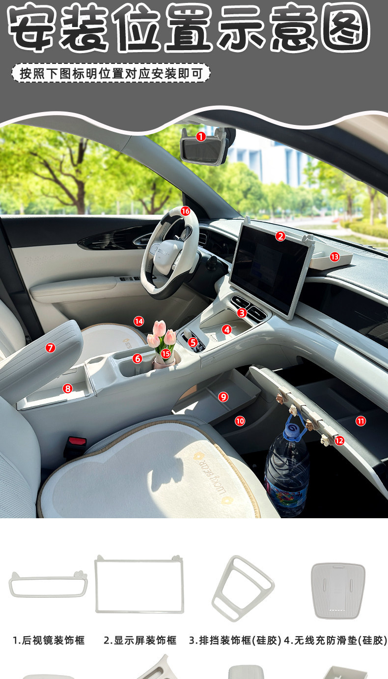Suitable for 26 models of Geely Xingyue, integrated water cup mat, central control storage box, non-slip silicone car interior modification