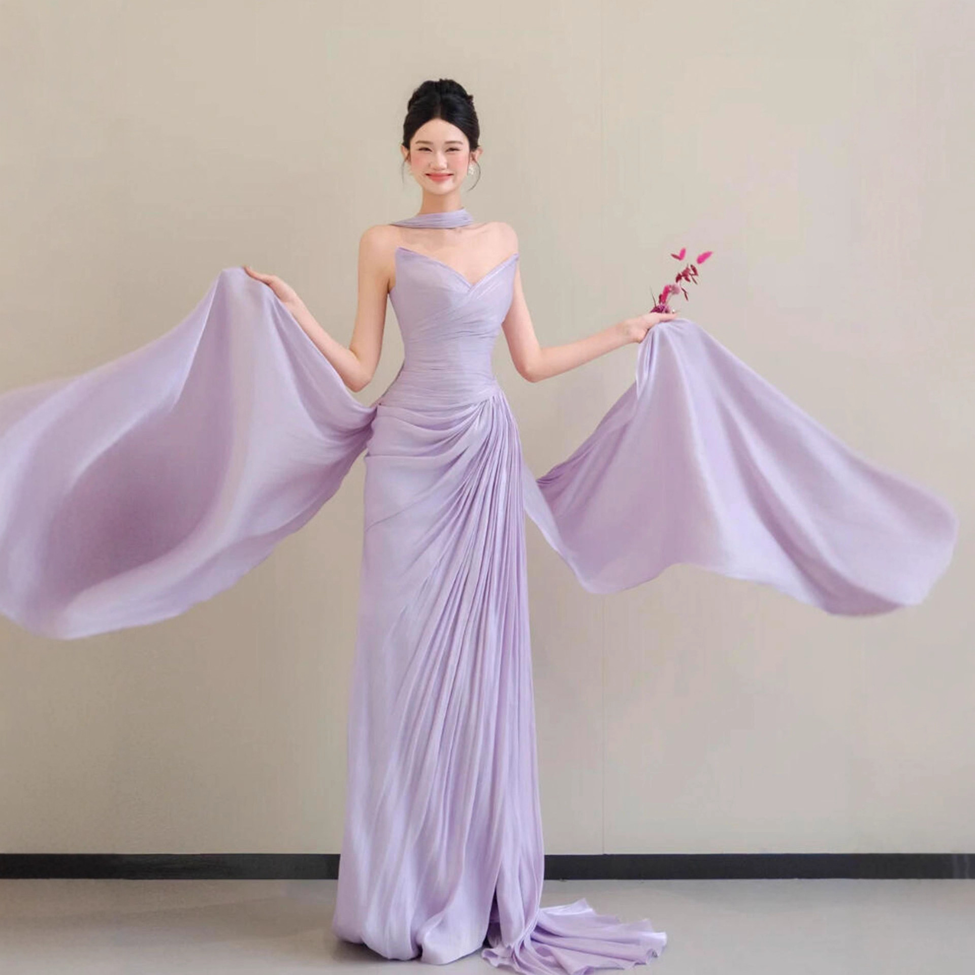 Cross-Border Supply Wedding Certificate Light Wedding Dress Niche Design Annual Party Banquet Birthday Party Evening Dress European and American Foreign Trade