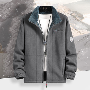 【2348】Cross-Border Winter Men's Fleece Jacket Sweatshirt Jacket Plus Fleece Jacket Liner Polar Fleece