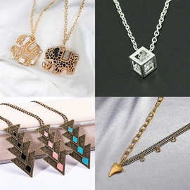 欧美风跨境热销动物几何项链女 波西米亚民族风创意设计锁骨链