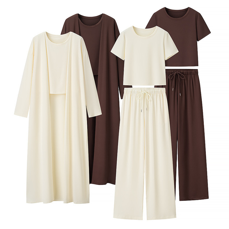 European and American Style Amazon Aliexpress Popular Fashion Trend Versatile 2-Color Casual Elegant Knitwear 3-Piece Set