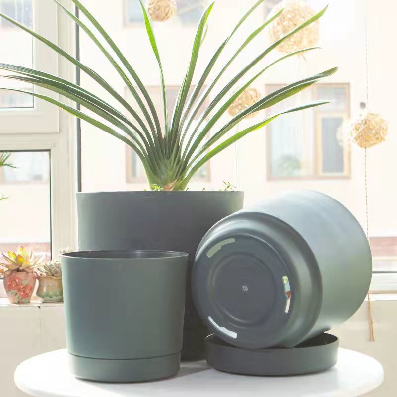 Flower pot Tray Sets of pots Lazy man circular Clearance Plastic Potted plant balcony Windowsill Cross border