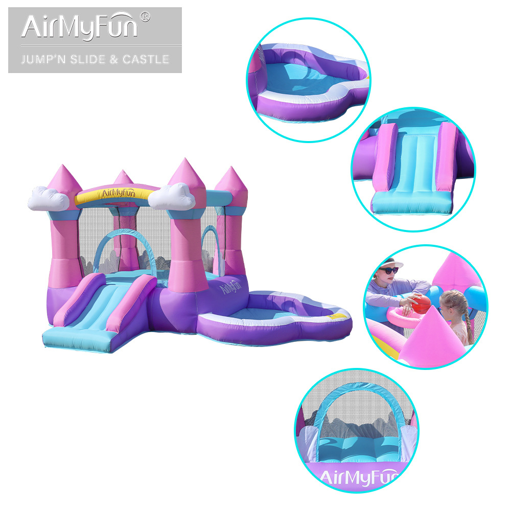 Castillo inflable para niños, tobogán inflable pequeño para interiores, parque de atracciones al aire libre, tobogán con trampolín, castillo de tela Oxford