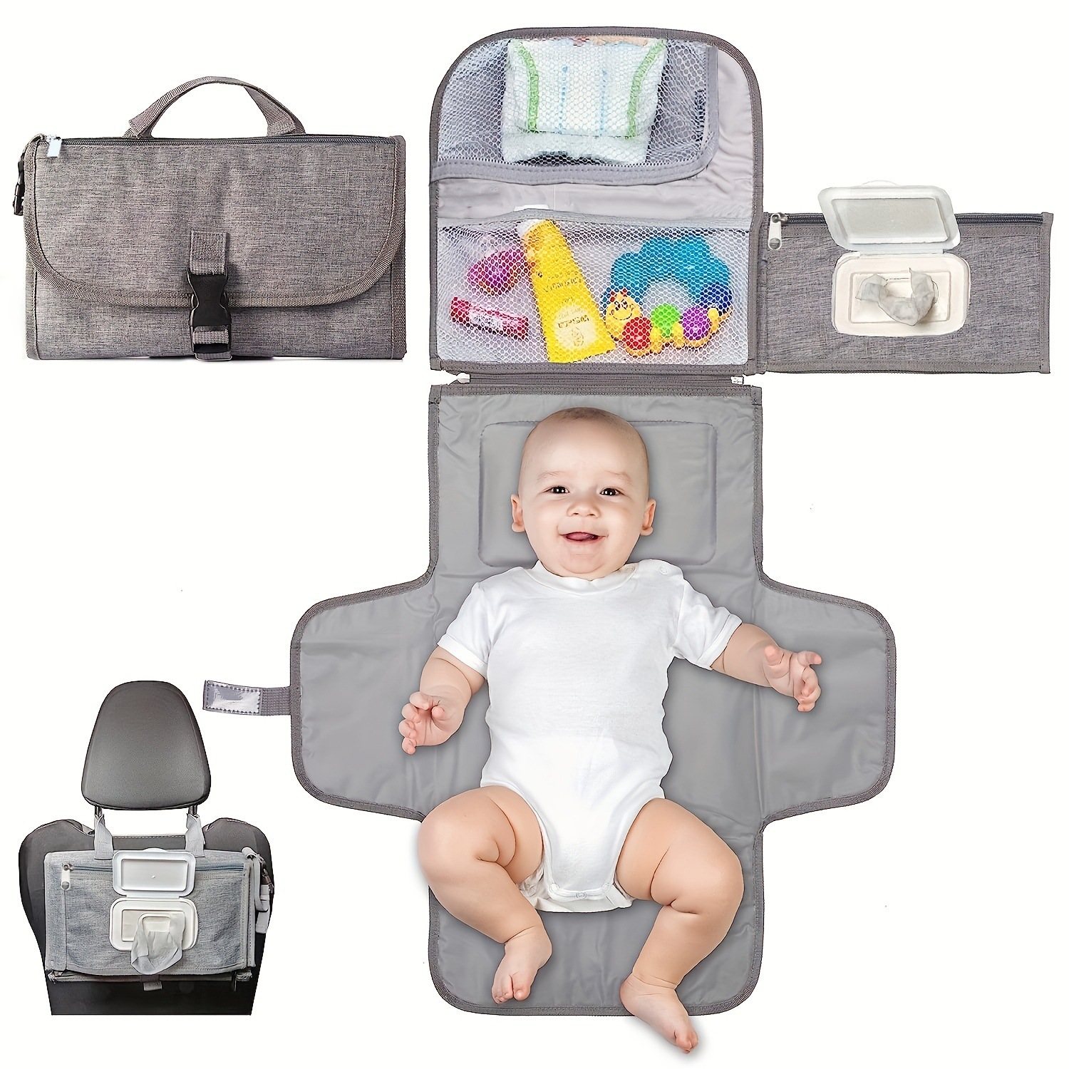 Cambiador Portátil de Pañales para Bebé de Tela Oxford, Plegable e Impermeable, para Cochecito