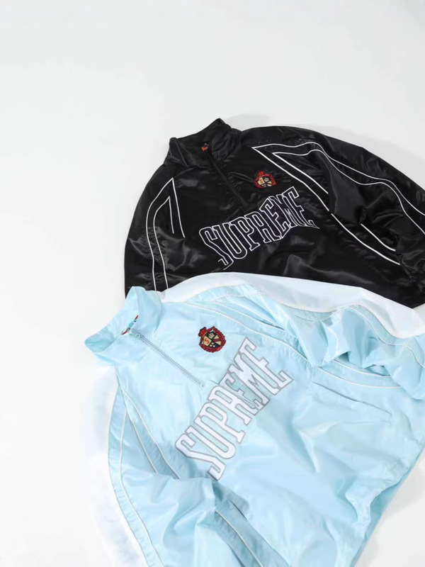 Sup Cross-Border Foreign Trade 26Ss Pullover Satin Embroidered Half-Zip Sweatshirt with Chest Logo, Unisex